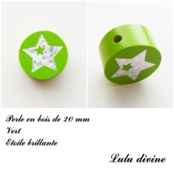 Perle en bois Etoile argenté