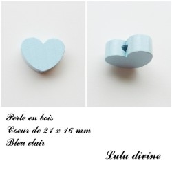 Perle en bois de 21 x 16 mm, Perle plate Coeur 2