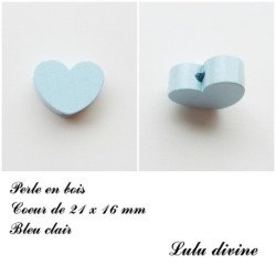 Perle en bois de 21 x 16 mm, Perle plate Coeur