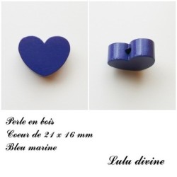 Perle en bois de 21 x 16 mm, Perle plate Coeur