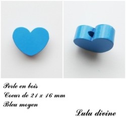 Perle en bois de 21 x 16 mm, Perle plate Coeur