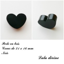 Perle en bois de 21 x 16 mm, Perle plate Coeur