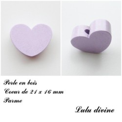 Perle en bois de 21 x 16 mm, Perle plate Coeur