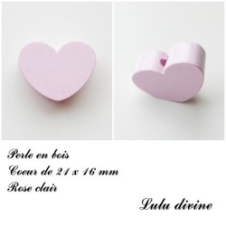 Perle en bois de 21 x 16 mm, Perle plate Coeur