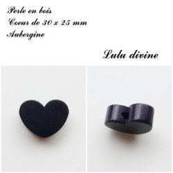 Perle en bois de 30 x 25 mm, Perle plate Coeur