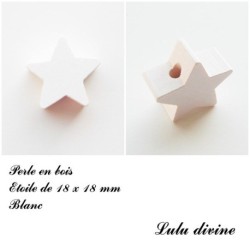 Perle en bois de 18 x 18 mm, Perle plate Etoile