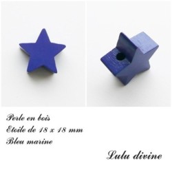 Perle en bois de 18 x 18 mm, Perle plate Etoile