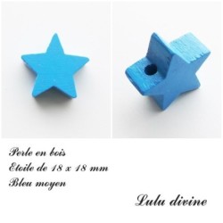 Perle en bois de 18 x 18 mm, Perle plate Etoile