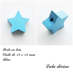 Perle en bois de 18 x 18 mm, Perle plate Etoile