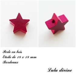 Perle en bois de 18 x 18 mm, Perle plate Etoile