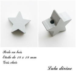 Perle en bois de 18 x 18 mm, Perle plate Etoile