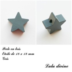 Perle en bois de 18 x 18 mm, Perle plate Etoile