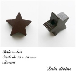 Perle en bois de 18 x 18 mm, Perle plate Etoile