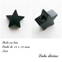 Perle en bois de 18 x 18 mm, Perle plate Etoile
