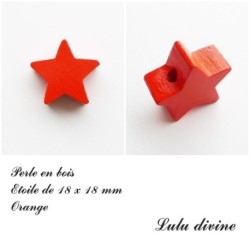 Perle en bois de 18 x 18 mm, Perle plate Etoile