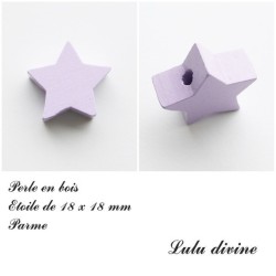 Perle en bois de 18 x 18 mm, Perle plate Etoile 2