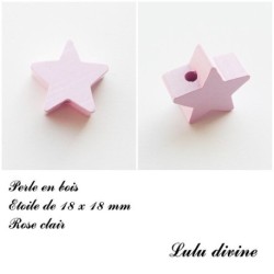 Perle en bois de 18 x 18 mm, Perle plate Etoile