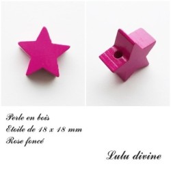 Perle en bois de 18 x 18 mm, Perle plate Etoile