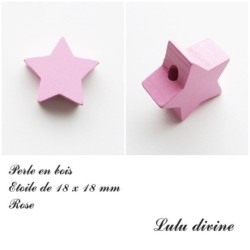 Perle en bois de 18 x 18 mm, Perle plate Etoile
