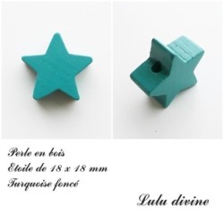 Perle en bois de 18 x 18 mm, Perle plate Etoile