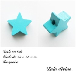 Perle en bois de 18 x 18 mm, Perle plate Etoile