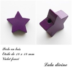 Perle en bois de 18 x 18 mm, Perle plate Etoile