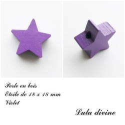 Perle en bois de 18 x 18 mm, Perle plate Etoile