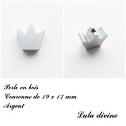Perle en bois de 19 x 17 mm, Perle plate couronne 