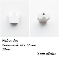 Perle en bois de 19 x 17 mm, Perle plate couronne 