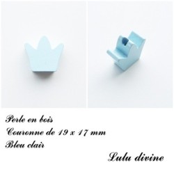 Perle en bois de 19 x 17 mm, Perle plate couronne 