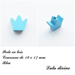 Perle en bois de 19 x 17 mm, Perle plate couronne 