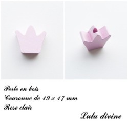 Perle en bois de 19 x 17 mm, Perle plate couronne 
