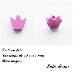 Perle en bois de 19 x 17 mm, Perle plate couronne 