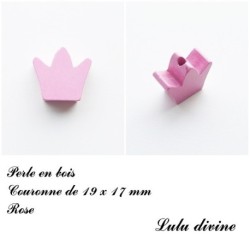 Perle en bois de 19 x 17 mm, Perle plate couronne 