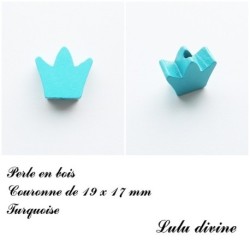 Perle en bois de 19 x 17 mm, Perle plate couronne 
