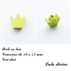 Perle en bois de 19 x 17 mm, Perle plate couronne 