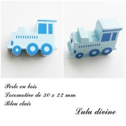 Perle en bois de 30 x 22 mm, Perle plate Train / Locomotive
