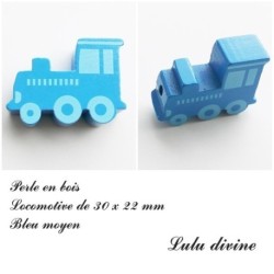 Perle en bois de 30 x 22 mm, Perle plate Train / Locomotive