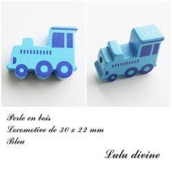 Perle en bois de 30 x 22 mm, Perle plate Train / Locomotive