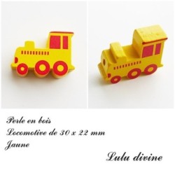 Perle en bois de 30 x 22 mm, Perle plate Train / Locomotive