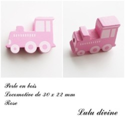 Perle en bois de 30 x 22 mm, Perle plate Train / Locomotive