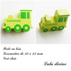Perle en bois de 30 x 22 mm, Perle plate Train / Locomotive