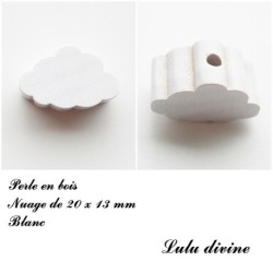 Perle en bois de 20 x 13 mm, Perle plate Nuage