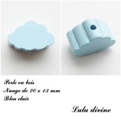 Perle en bois de 20 x 13 mm, Perle plate Nuage