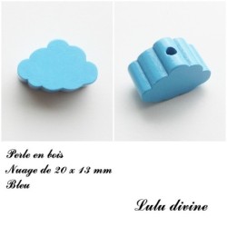 Perle en bois de 20 x 13 mm, Perle plate Nuage