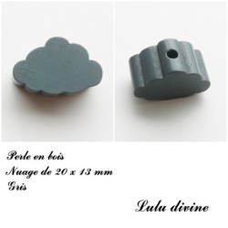 Perle en bois de 20 x 13 mm, Perle plate Nuage