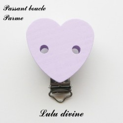 Pince / Clip en bois, attache tétine, passant, Coeur