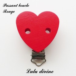 Pince / Clip en bois, attache tétine, passant, Coeur 2