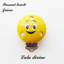 Pince / Clip en bois, attache tétine, passant, Smiley 