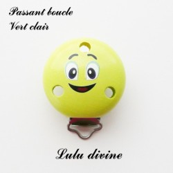 Pince / Clip en bois, attache tétine, passant, Smiley 